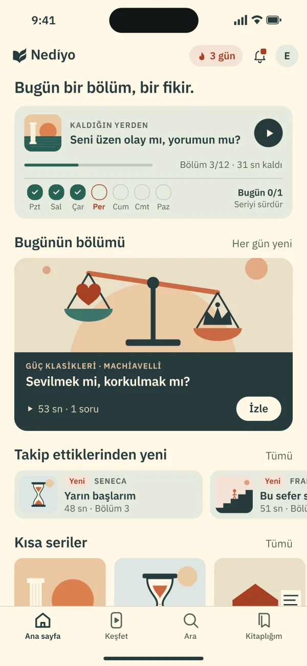 Ana sayfa: kaldığın yerden devam ve bugünün bölümü